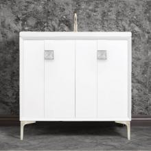 Linkasink VAN36W-019SN-SLV - TUXEDO with 3'' Artisan Glass Prism Hardware 36'' Wide Vanity, White, Satin Ni