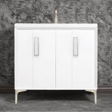 Linkasink VAN36W-020SN-01 - TUXEDO with 8'' Artisan Glass Prism Hardware 36'' Wide Vanity, White, Satin Ni