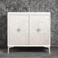 Linkasink VAN36W-028PN - Mother of Pearl with 3'' Polished Nickel Star Hardware, 36'' Wide Vanity, Whit