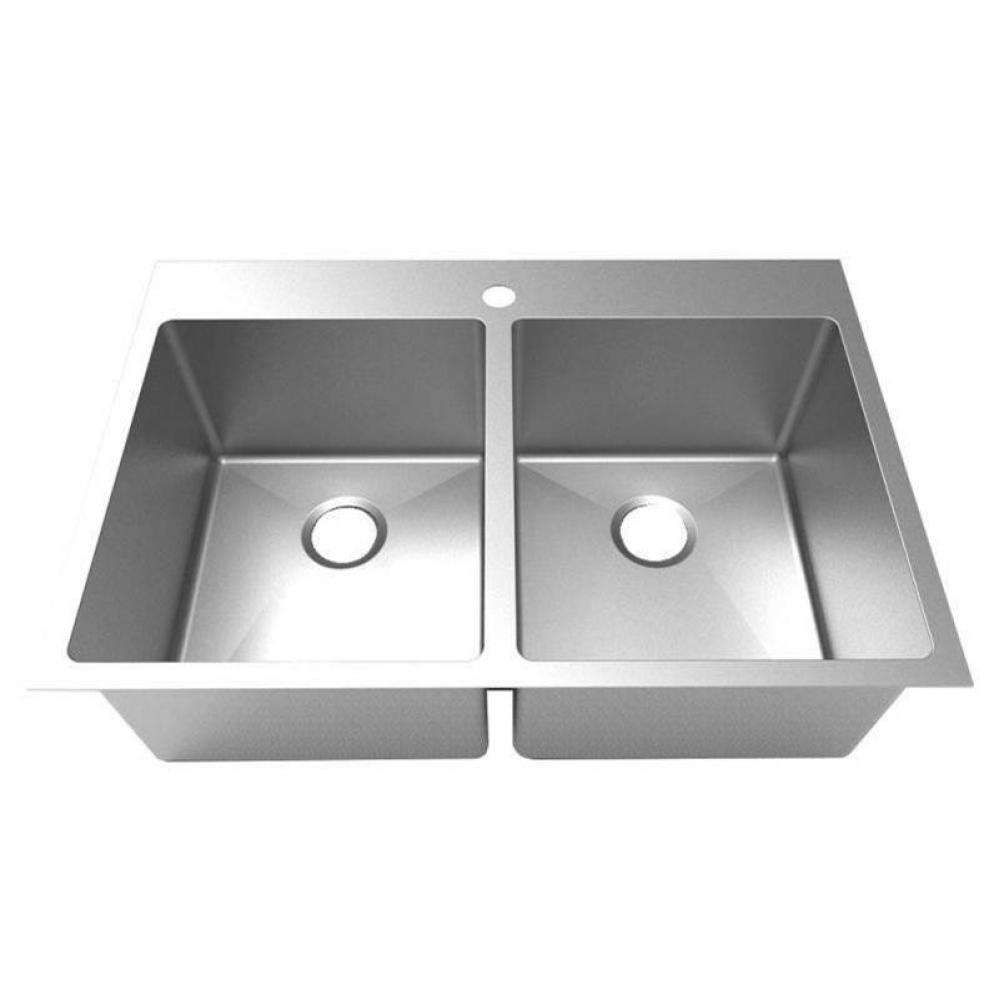 16 Gauge Near Zero Radius Double Bowl Sink