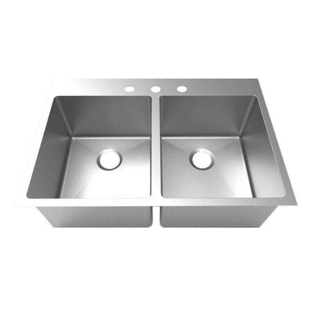 16 Gauge Near Zero Radius Double Bowl Sink