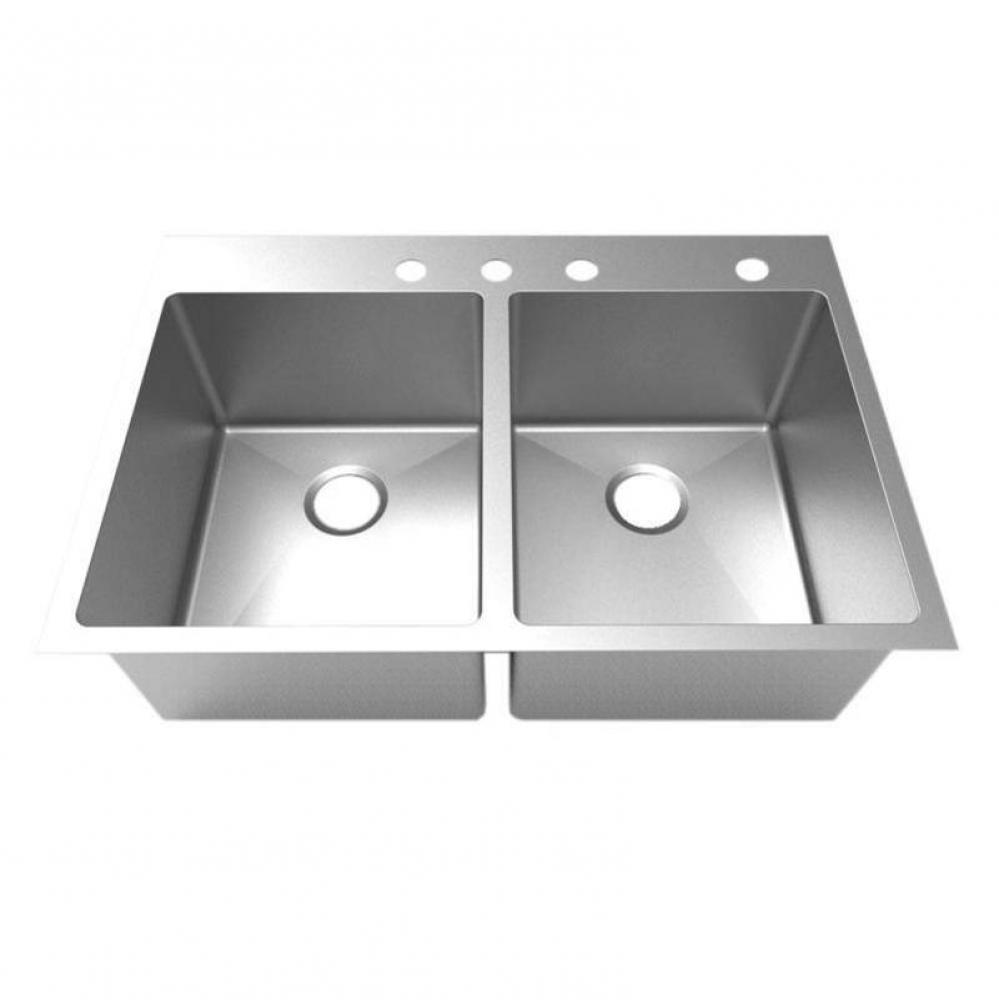 16 Gauge Near Zero Radius Double Bowl Sink