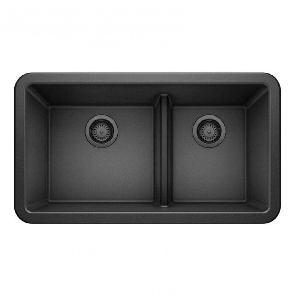 SILGRANIT® Double Bowl 60/40 Offset Low Divide Apron Front Sink