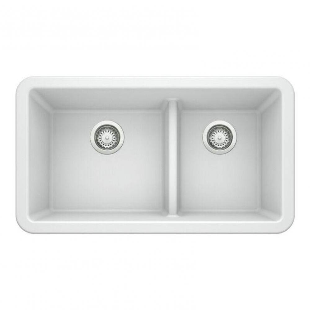 SILGRANIT® Double Bowl 60/40 Offset Low Divide Apron Front Sink