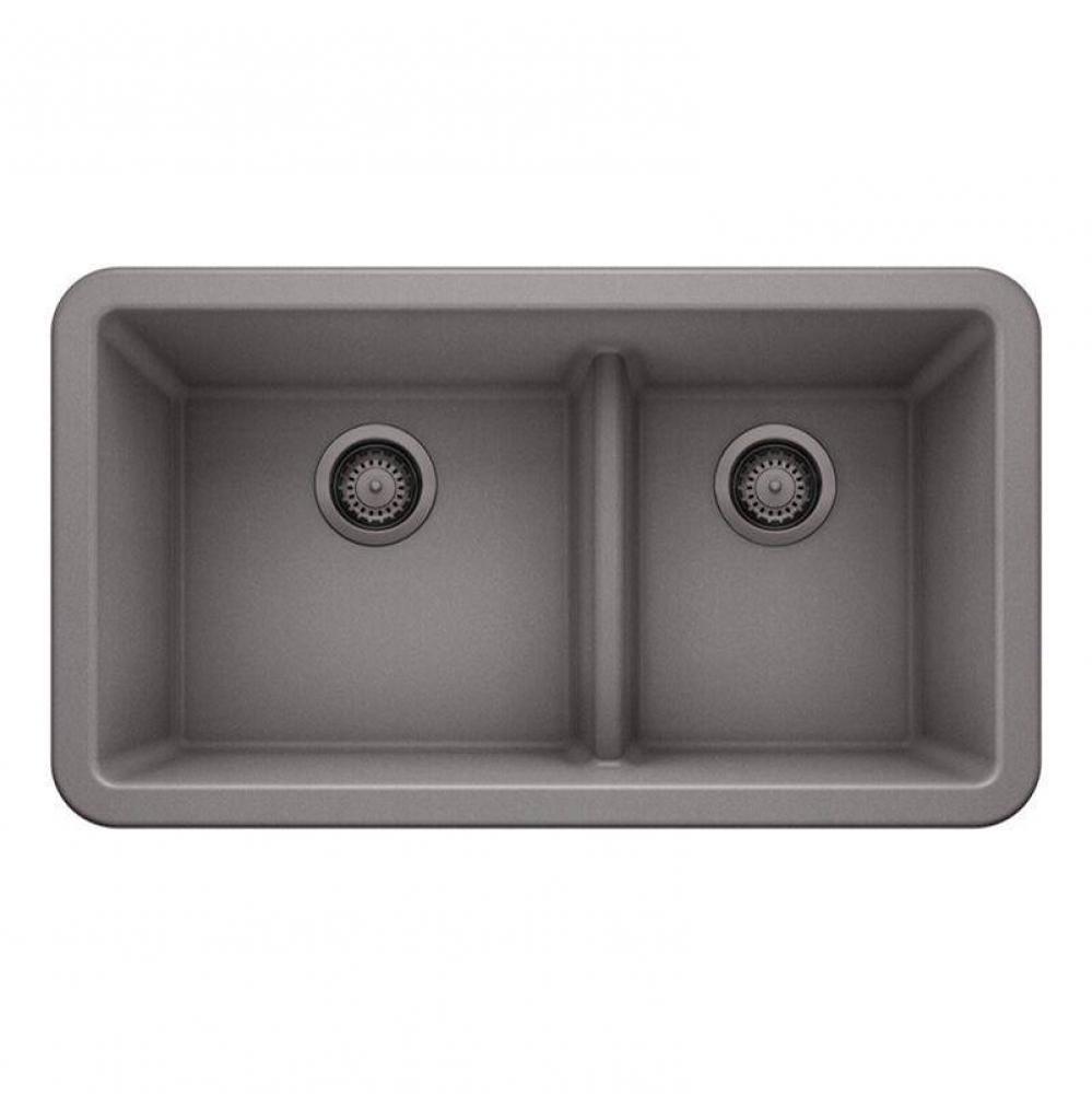 SILGRANIT® Double Bowl 60/40 Offset Low Divide Apron Front Sink