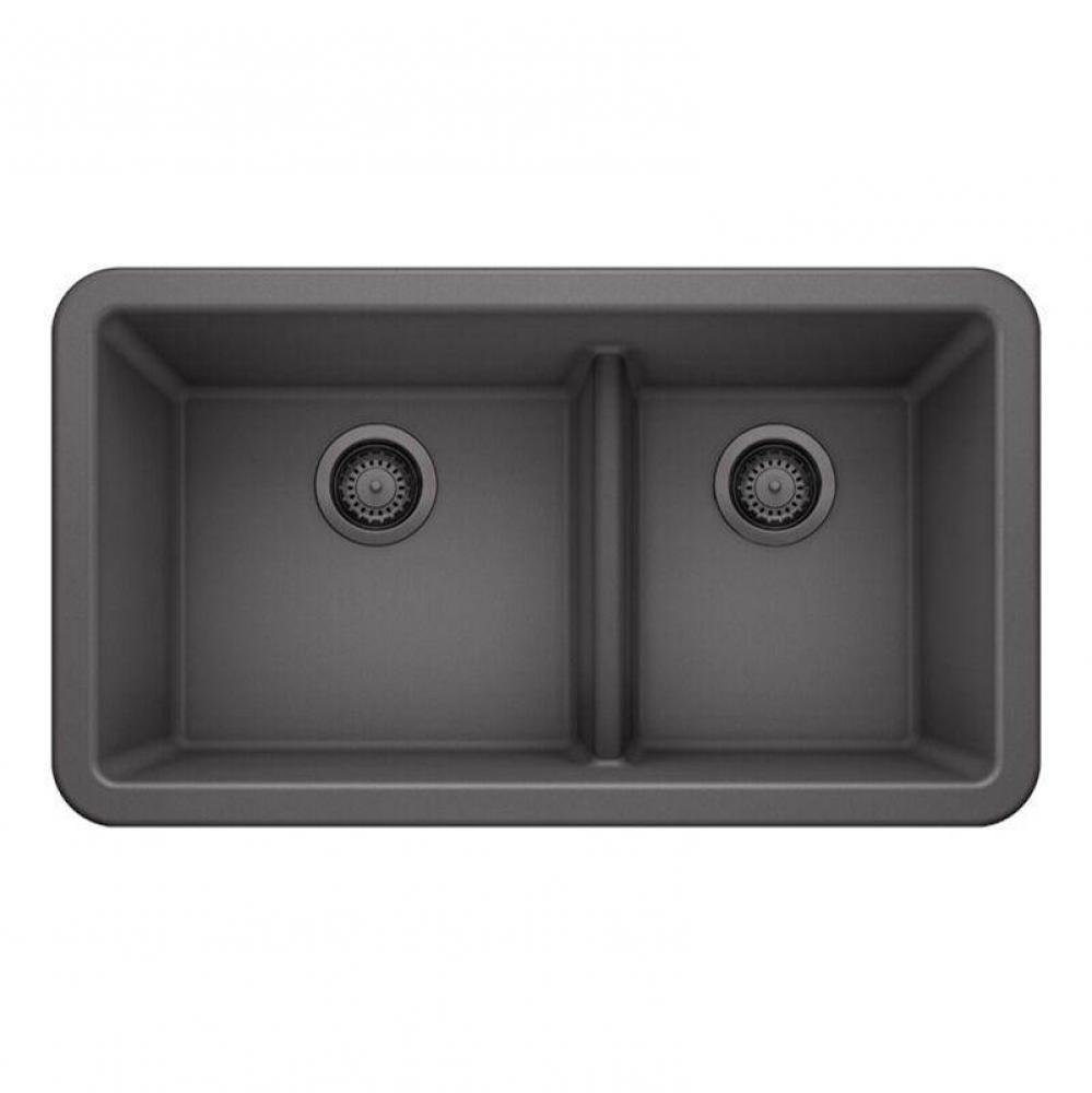 SILGRANIT® Double Bowl 60/40 Offset Low Divide Apron Front Sink