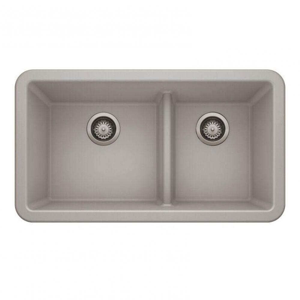 SILGRANIT® Double Bowl 60/40 Offset Low Divide Apron Front Sink