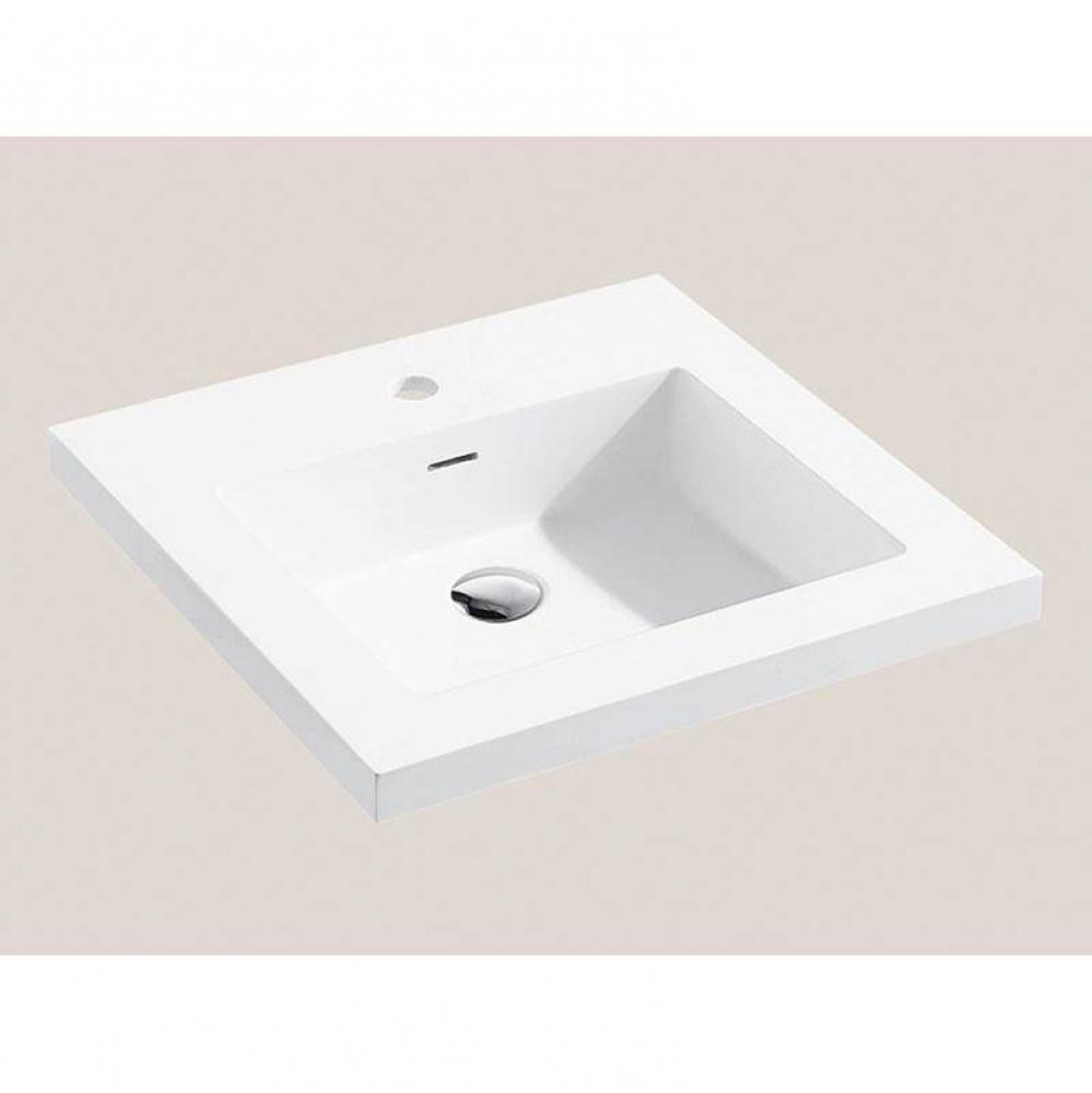 Urban-18 24''W Solid Surface, Top/Basin. Glossy White, Single Faucet Hole. W/Overflow, B