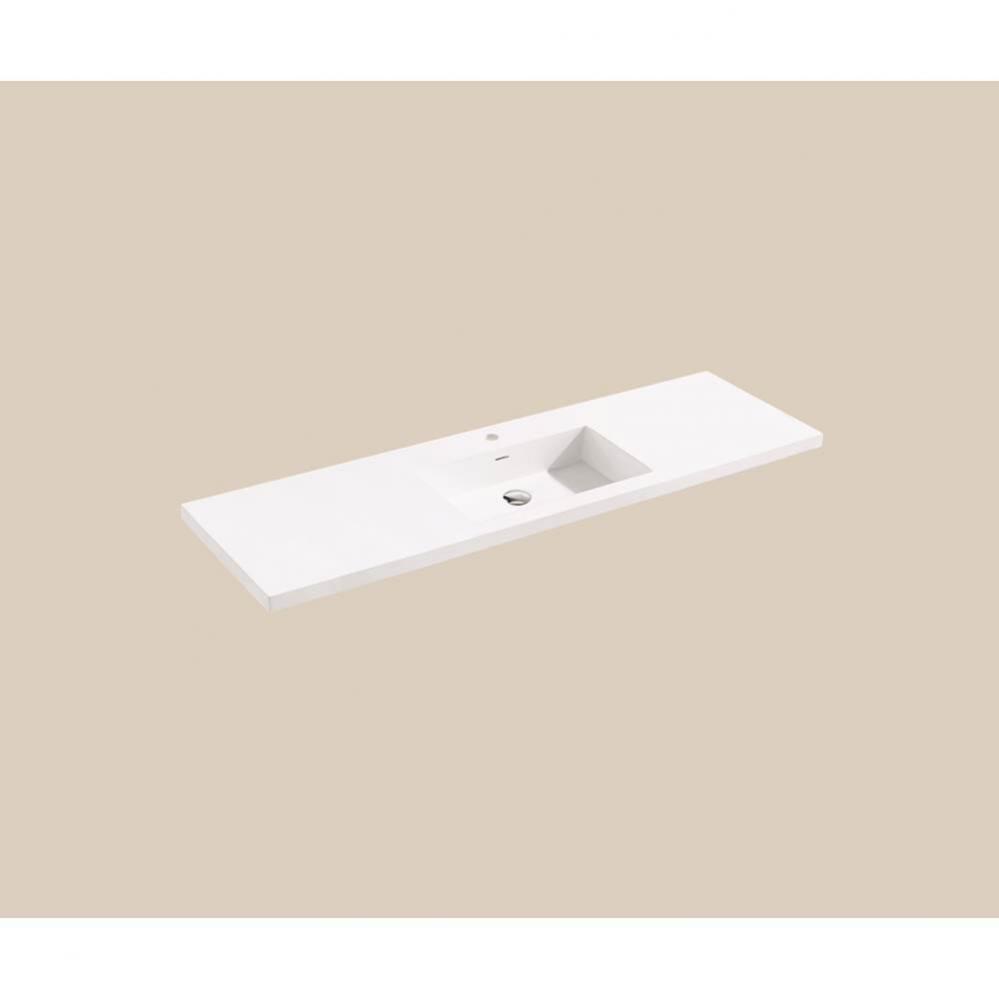 X-Stone Top/Basin, 60'' x 18'' x 1-1/2'', Single Basin, Glossy White