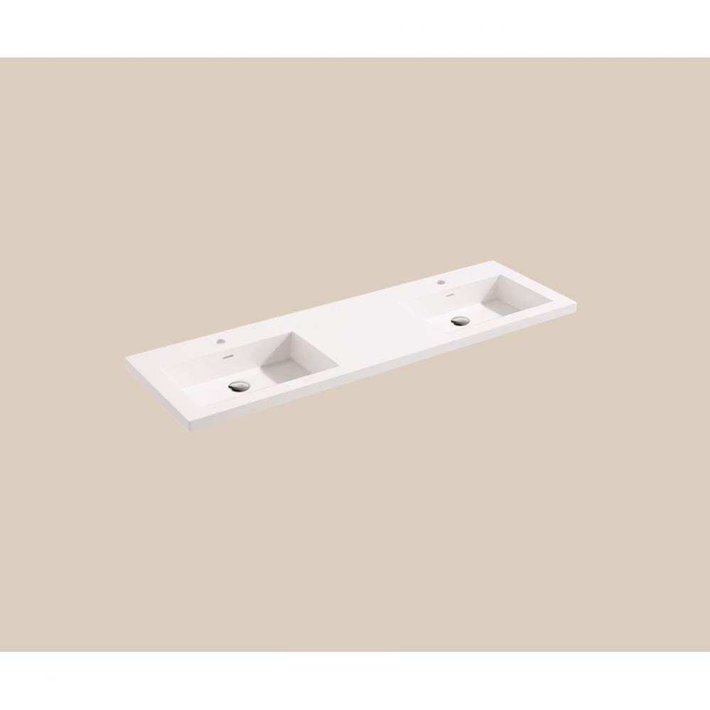 X-Stone Top/Basin, 60'' x 18'' x 1-1/2'', Double Basin, Glossy White
