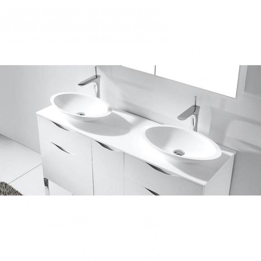 18''W-Xstone Sidesplash, 18'' Collection Top, Solid Surface. Matte White, 17-1