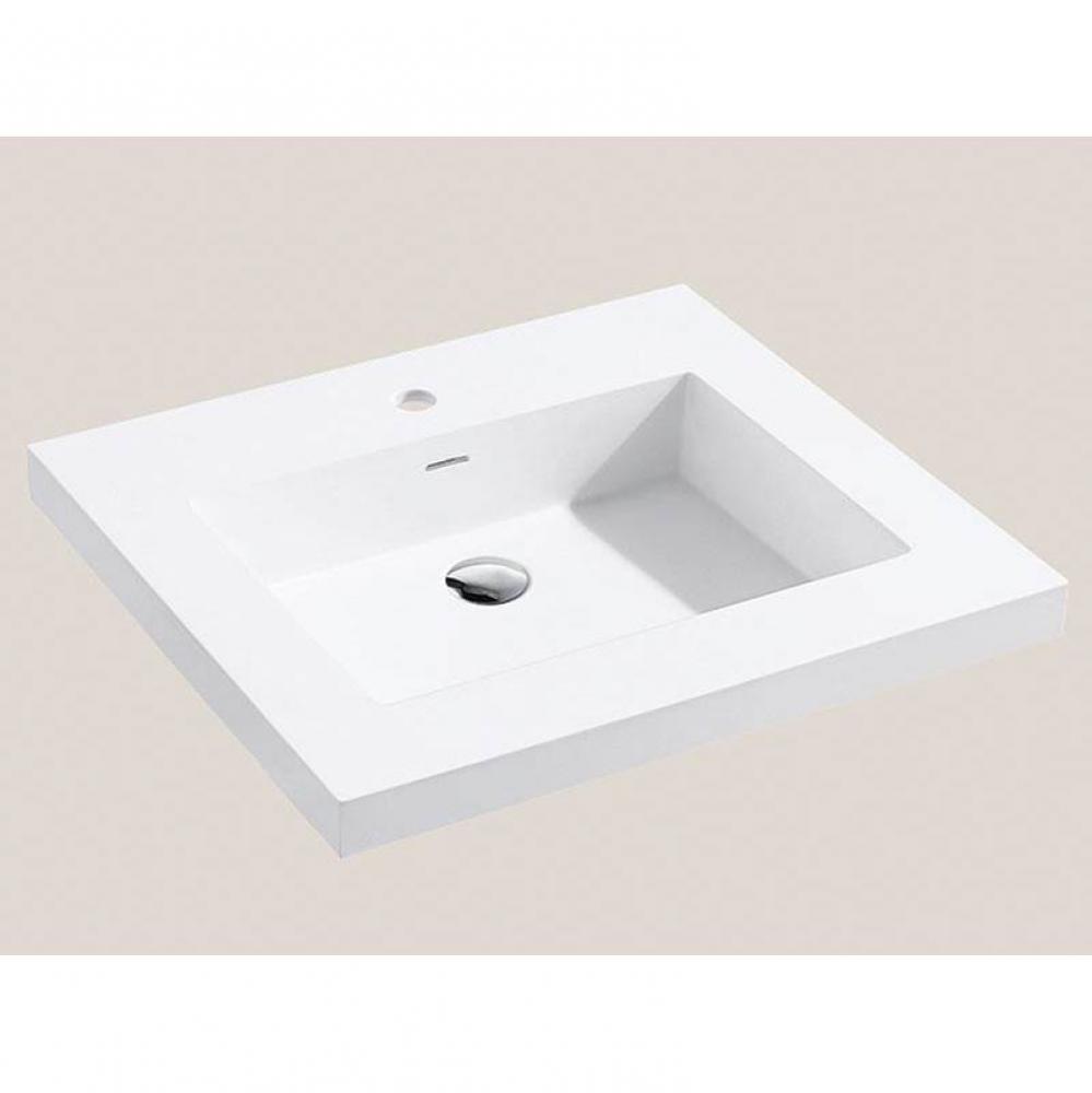 Urban-22 24''W Solid Surface, Top/Basin. Glossy White, Single Faucet Hole. W/Overflow, B