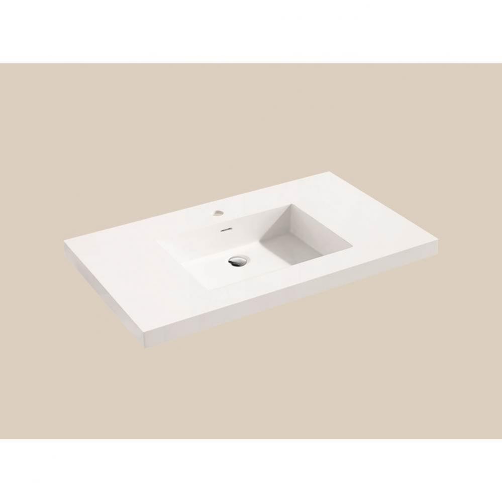 Urban-22 36''W Solid Surface, Top/Basin. Glossy White, No Faucet Hole. W/Overflow, Basin