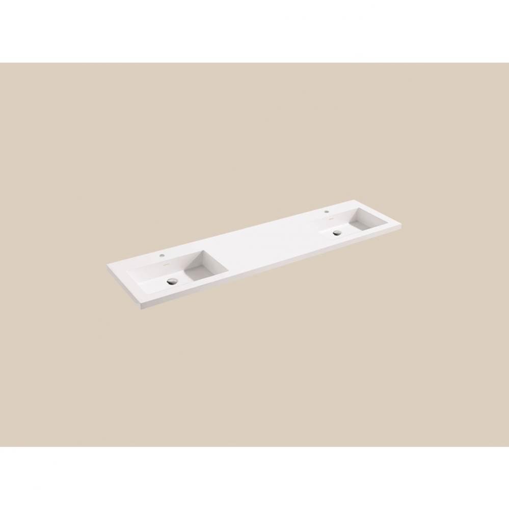 Urban-22 72''W Solid Surface, Top/Basin. Glossy White.2-Bowls, Single Faucet Hole. W/Ove