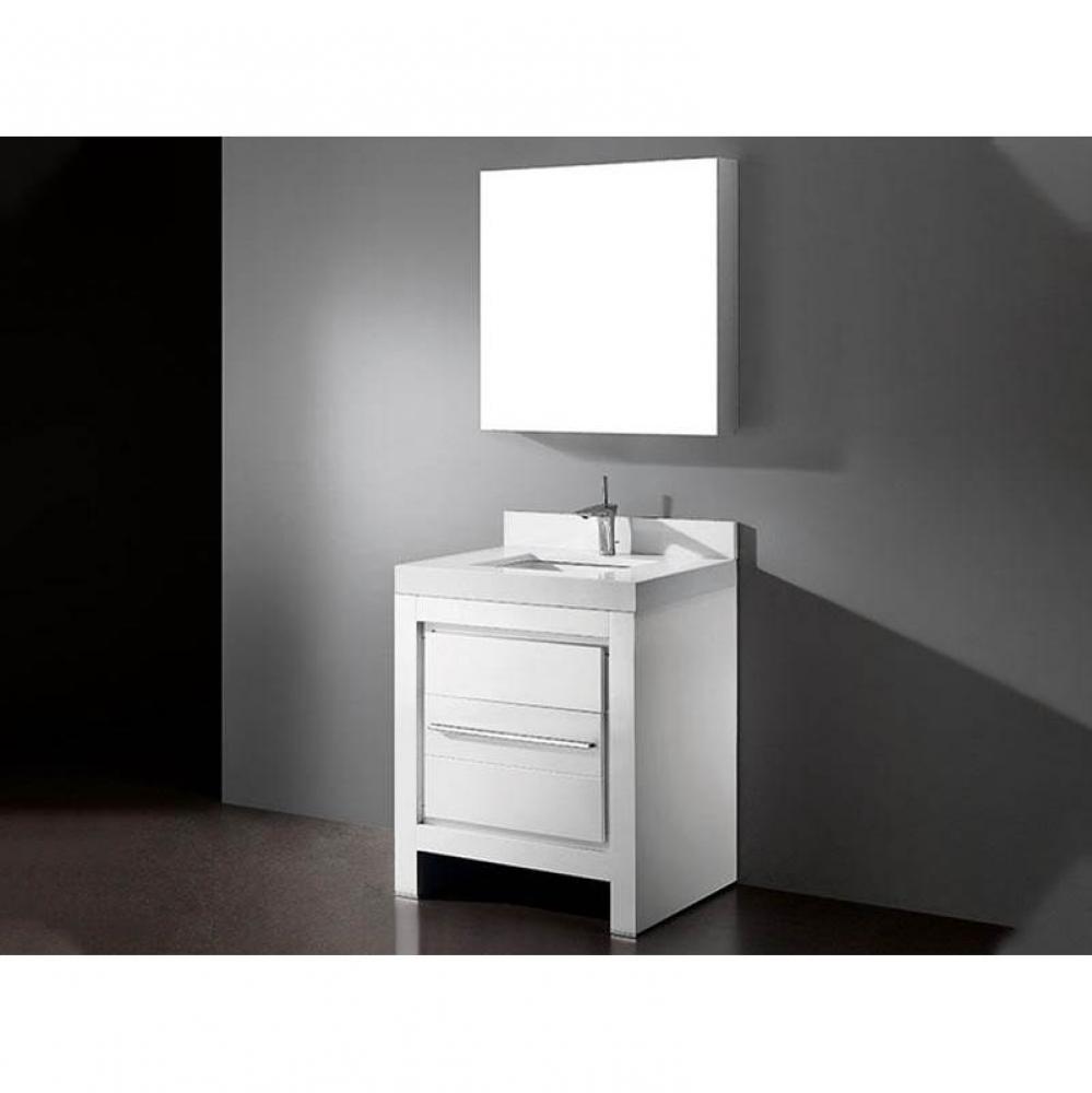 Madeli Vicenza 30'' Free Standing Glossy White/HW: Matte Black(MB)