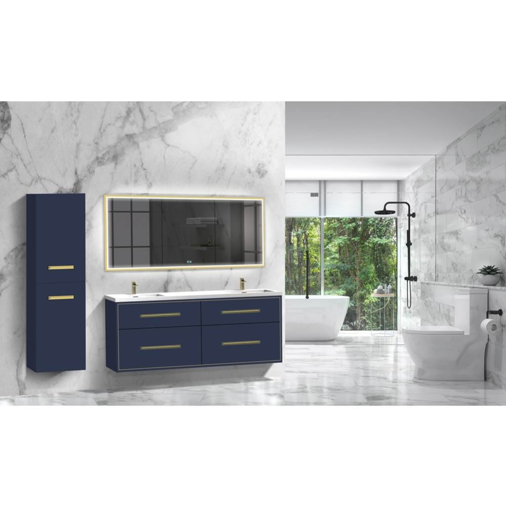 Apogee 72D'' Wall hung Vanity Cabinet in Sapphire/HW: Polished Chrome(PC)