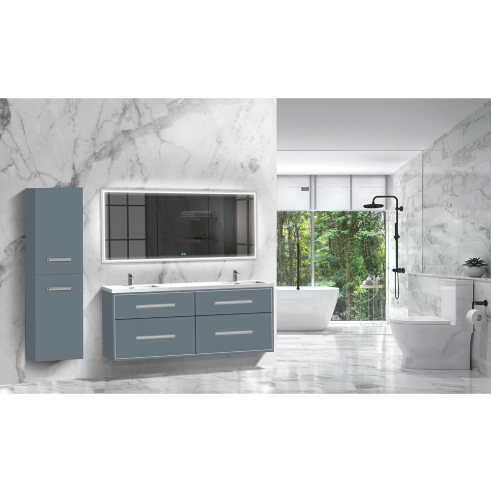 Apogee 72D'' Wall hung Vanity Cabinet in Studio Grey/HW: Polished Chrome(PC)