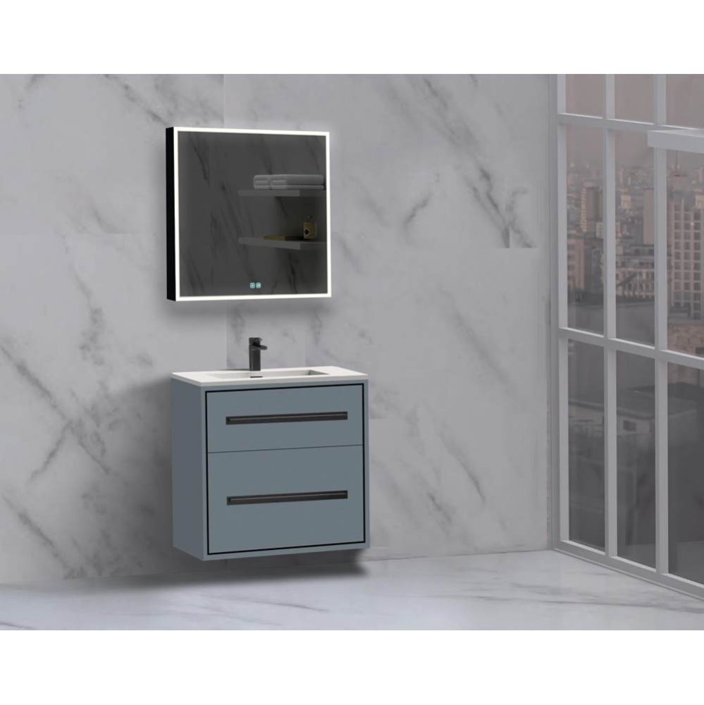 Apogee 24'' Wall hung Vanity Cabinet in Studio Grey/HW: Polished Chrome(PC)