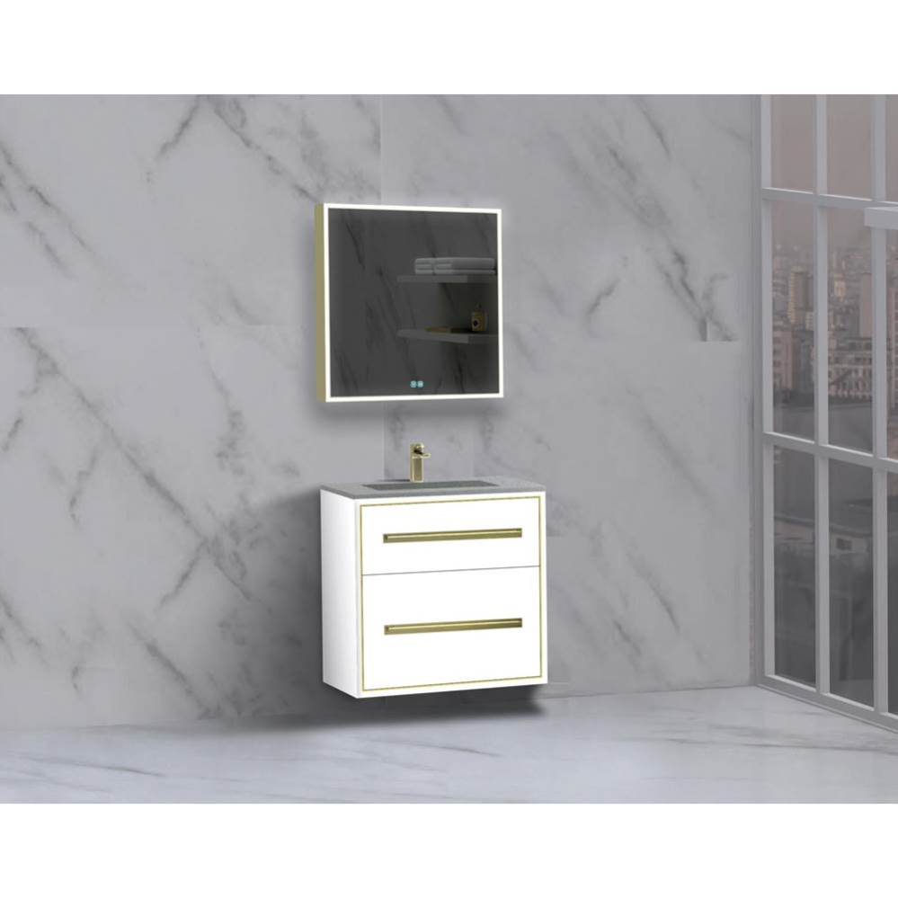 Apogee 24'' Wall hung Vanity Cabinet in White/HW: Polished Chrome(PC)