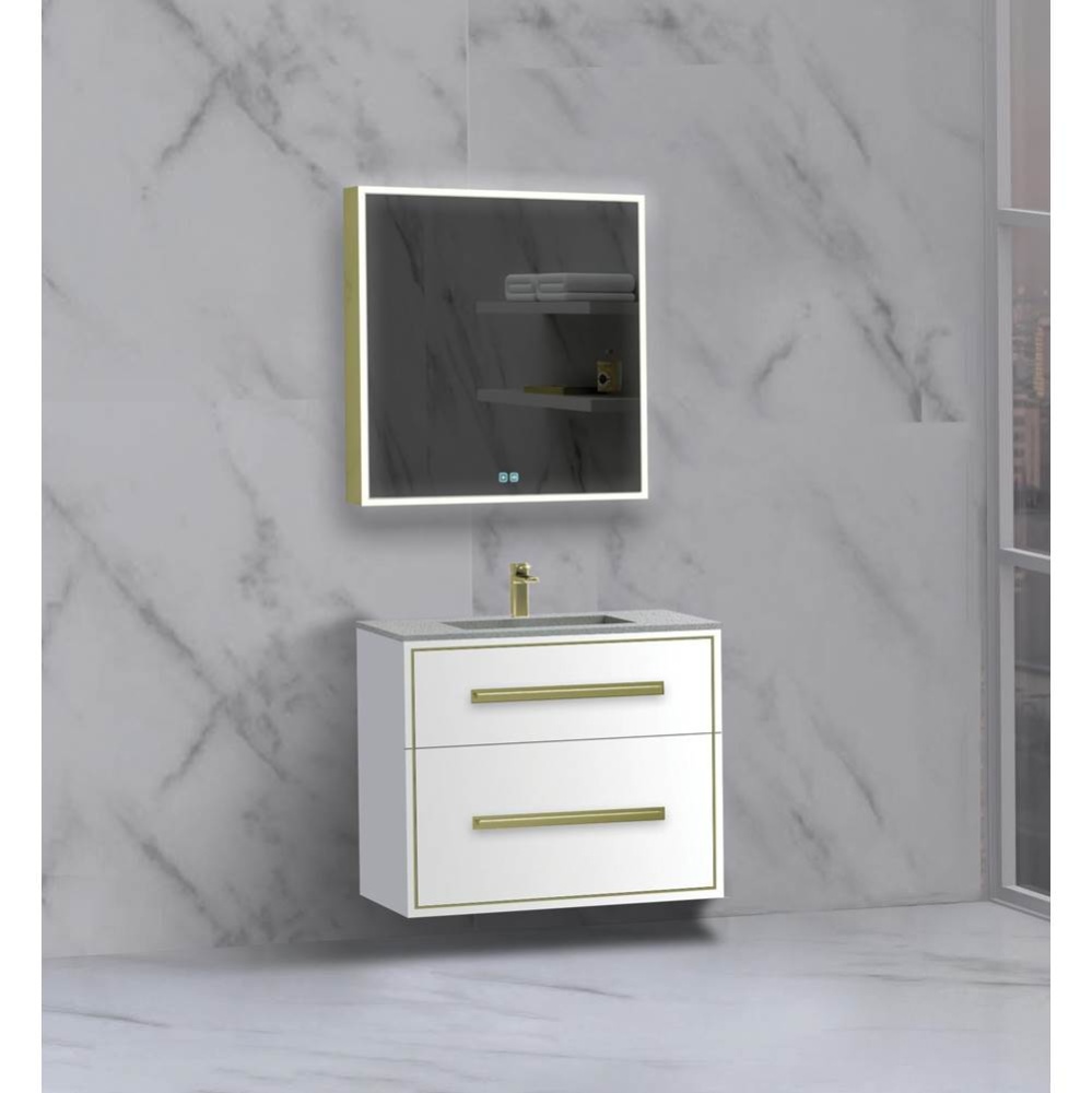 Apogee 30'' Wall hung Vanity Cabinet in White/HW: Polished Chrome(PC)