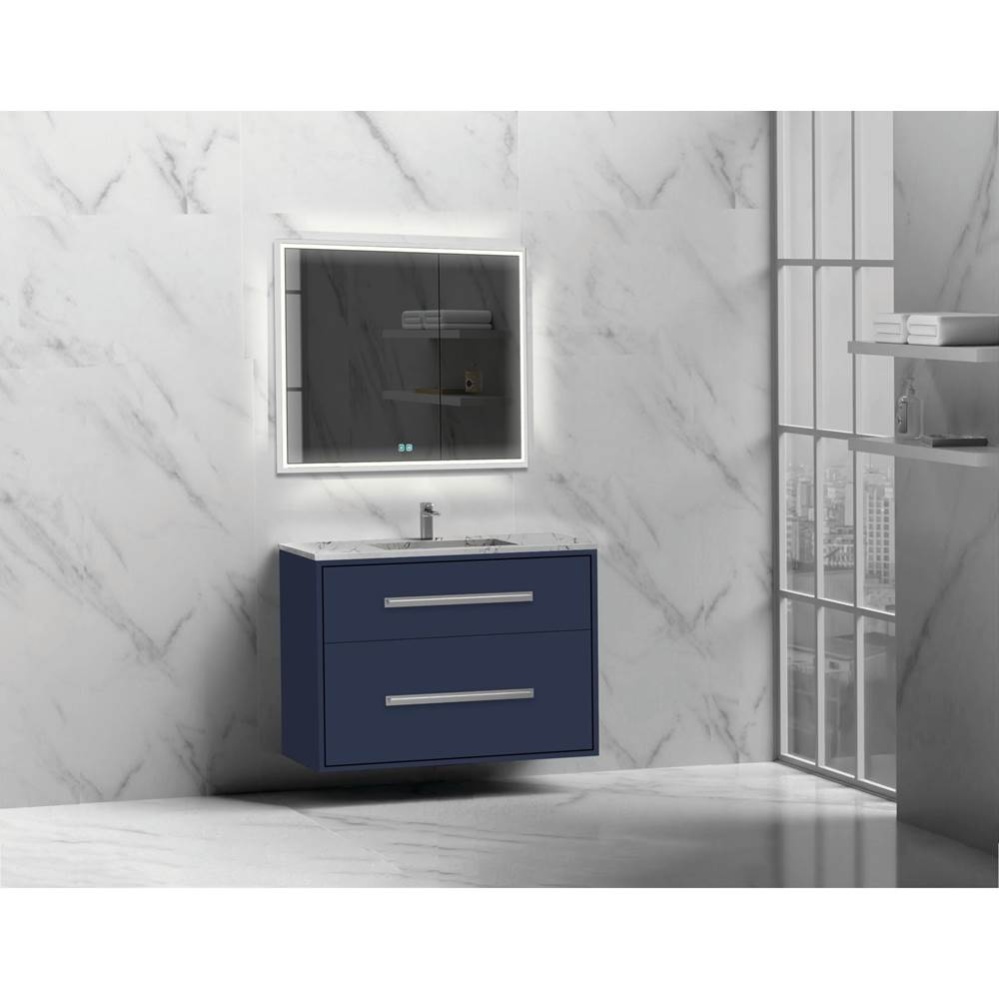 Apogee 36'' Wall hung Vanity Cabinet in Sapphire/HW: Polished Chrome(PC)