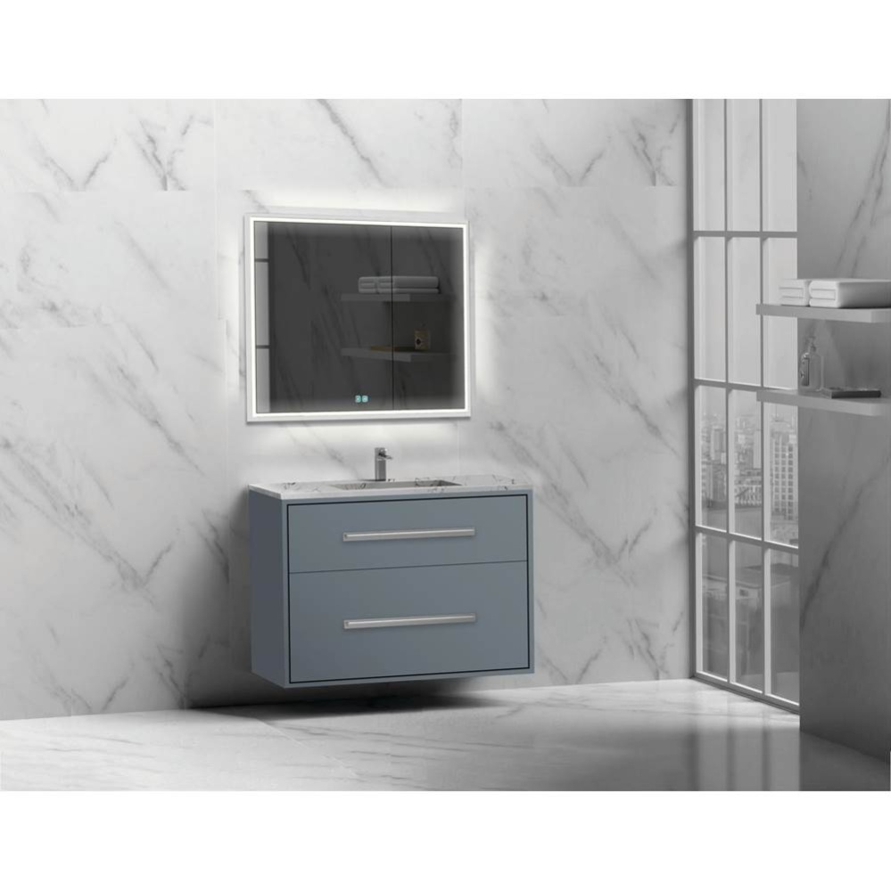 Apogee 36'' Wall hung Vanity Cabinet in Studio Grey/HW: Polished Chrome(PC)