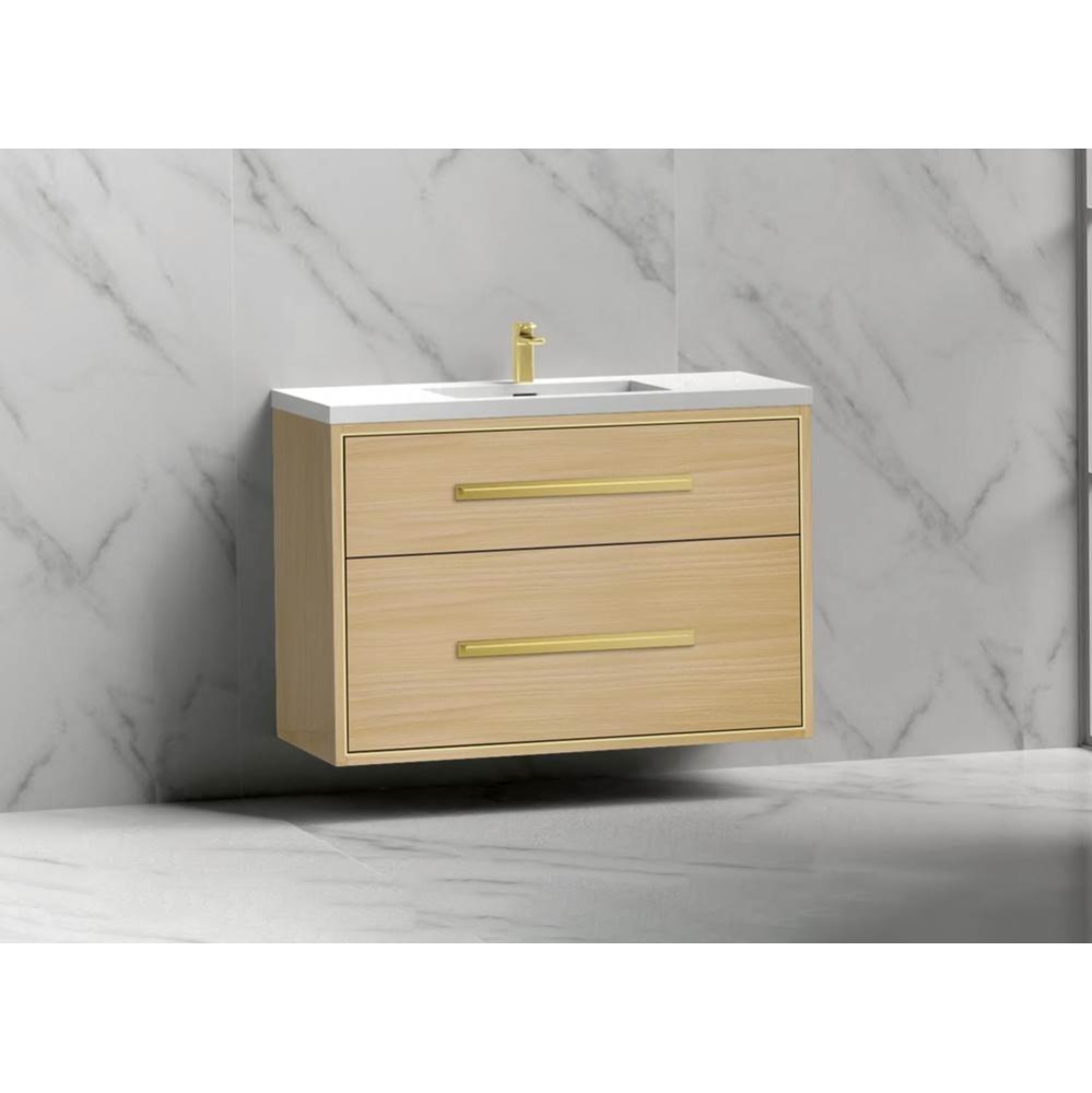 Apogee 42'' Wall hung Vanity Cabinet in Natural Oak/HW: Polished Chrome(PC)