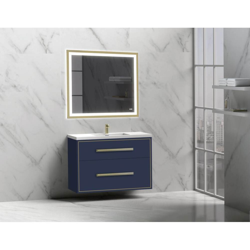 Apogee 42'' Wall hung Vanity Cabinet in Sapphire/HW: Polished Chrome(PC)