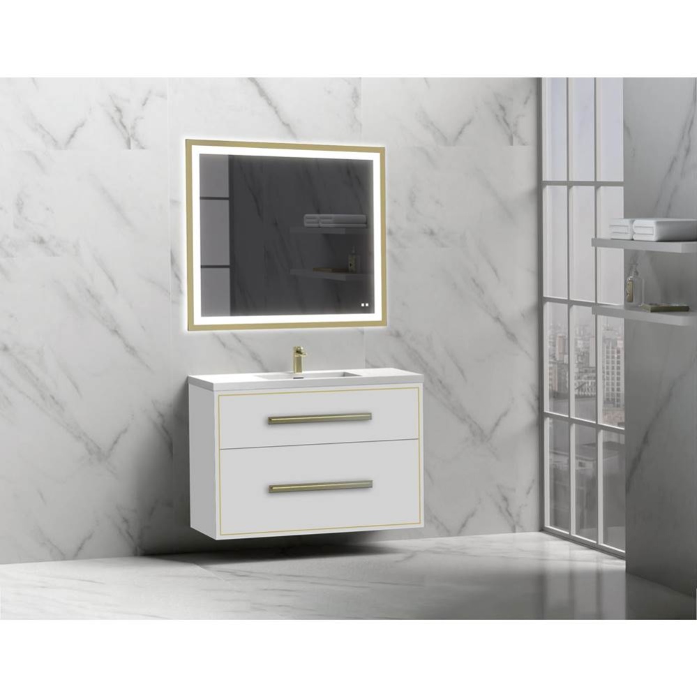 Apogee 42'' Wall hung Vanity Cabinet in White/HW: Polished Chrome(PC)