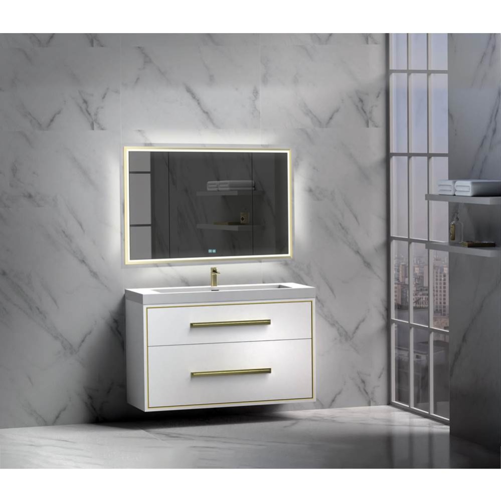 Apogee 48C'' Wall hung Vanity Cabinet in White/HW: Polished Chrome(PC)