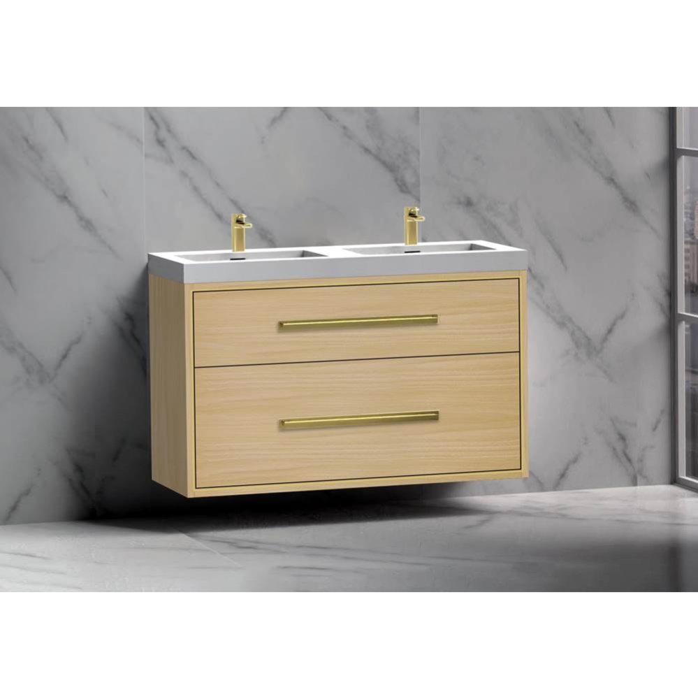 Apogee 48D'' Wall hung Vanity Cabinet in Natural Oak/HW: Polished Chrome(PC)