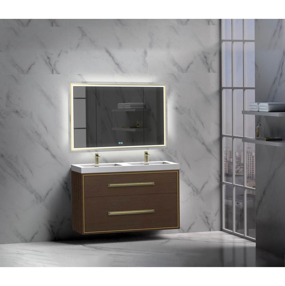 Apogee 48D'' Wall hung Vanity Cabinet in Walnut/HW: Polished Chrome(PC)
