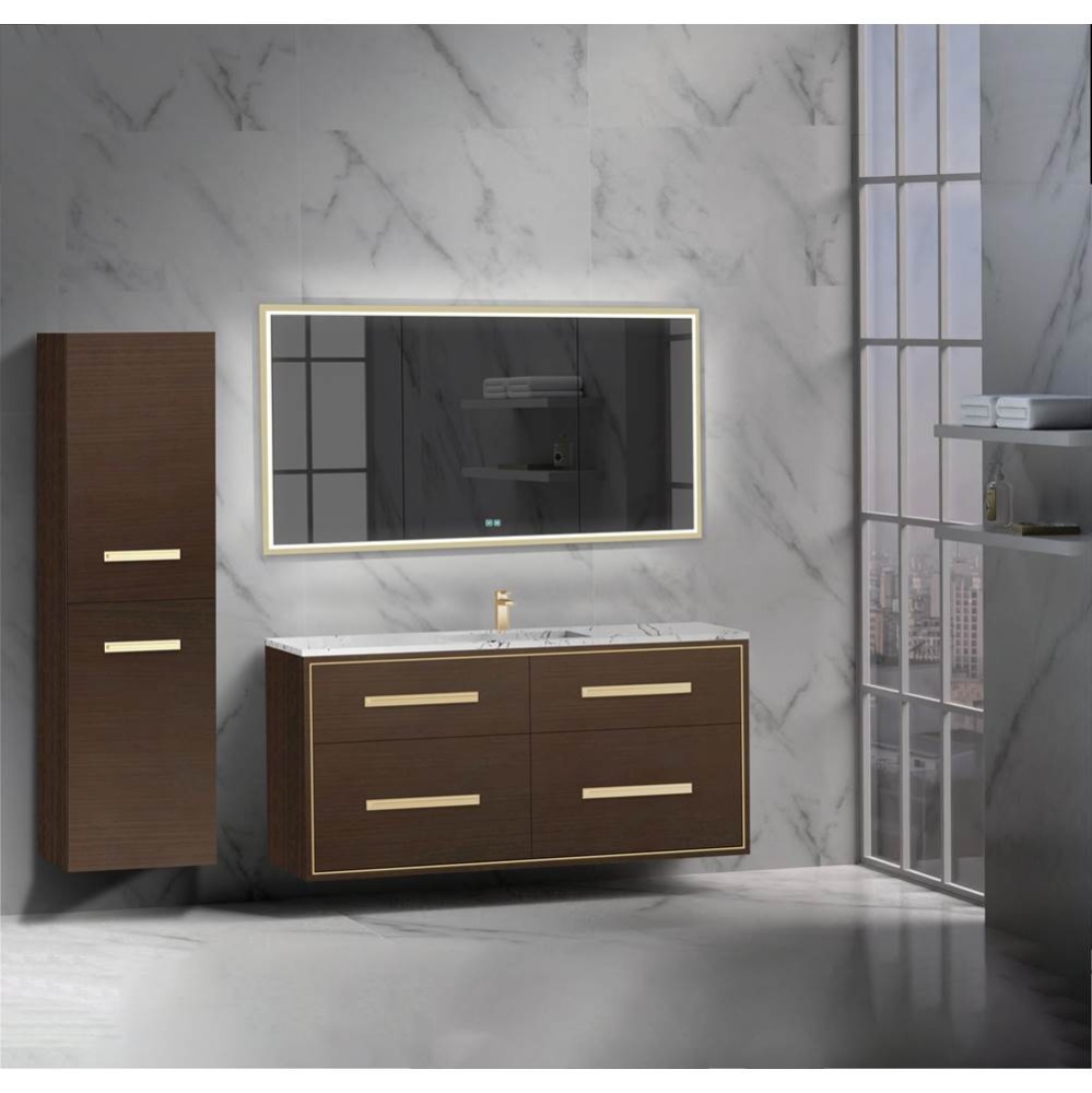 Apogee 60C'' Wall hung Vanity Cabinet in Walnut/HW: Polished Chrome(PC)