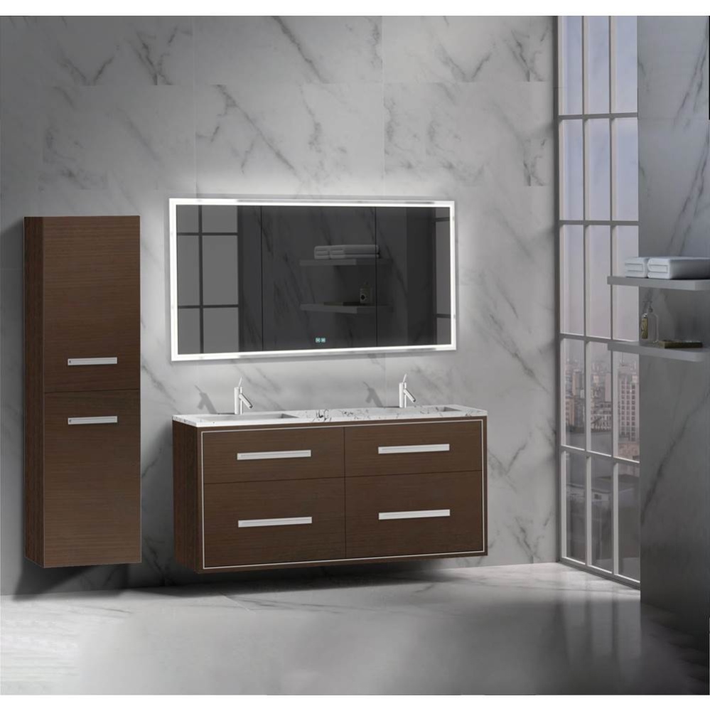 Apogee 60D'' Wall hung Vanity Cabinet in Walnut/HW: Polished Chrome(PC)