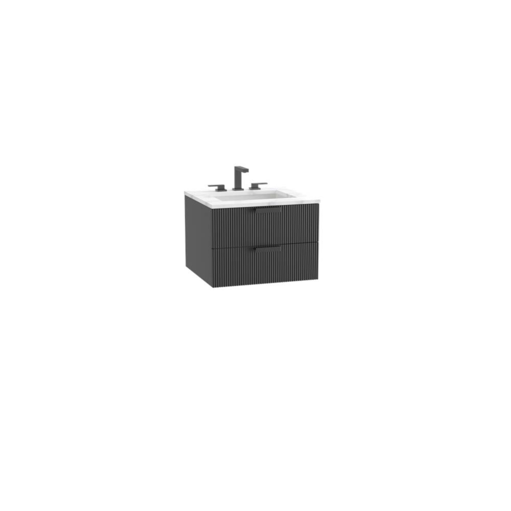 Geo 24'' Wall Hung Cabinet Matte Black/HW: Polished Chrome(PC)