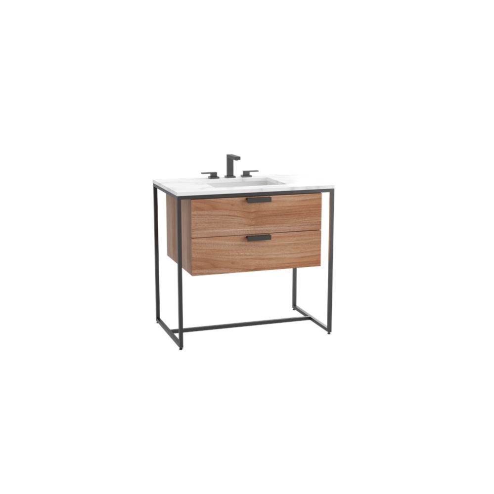 Trapezio 36'' Free Standing Cabinet Natural Walnut /HW: Polished Chrome(PC)