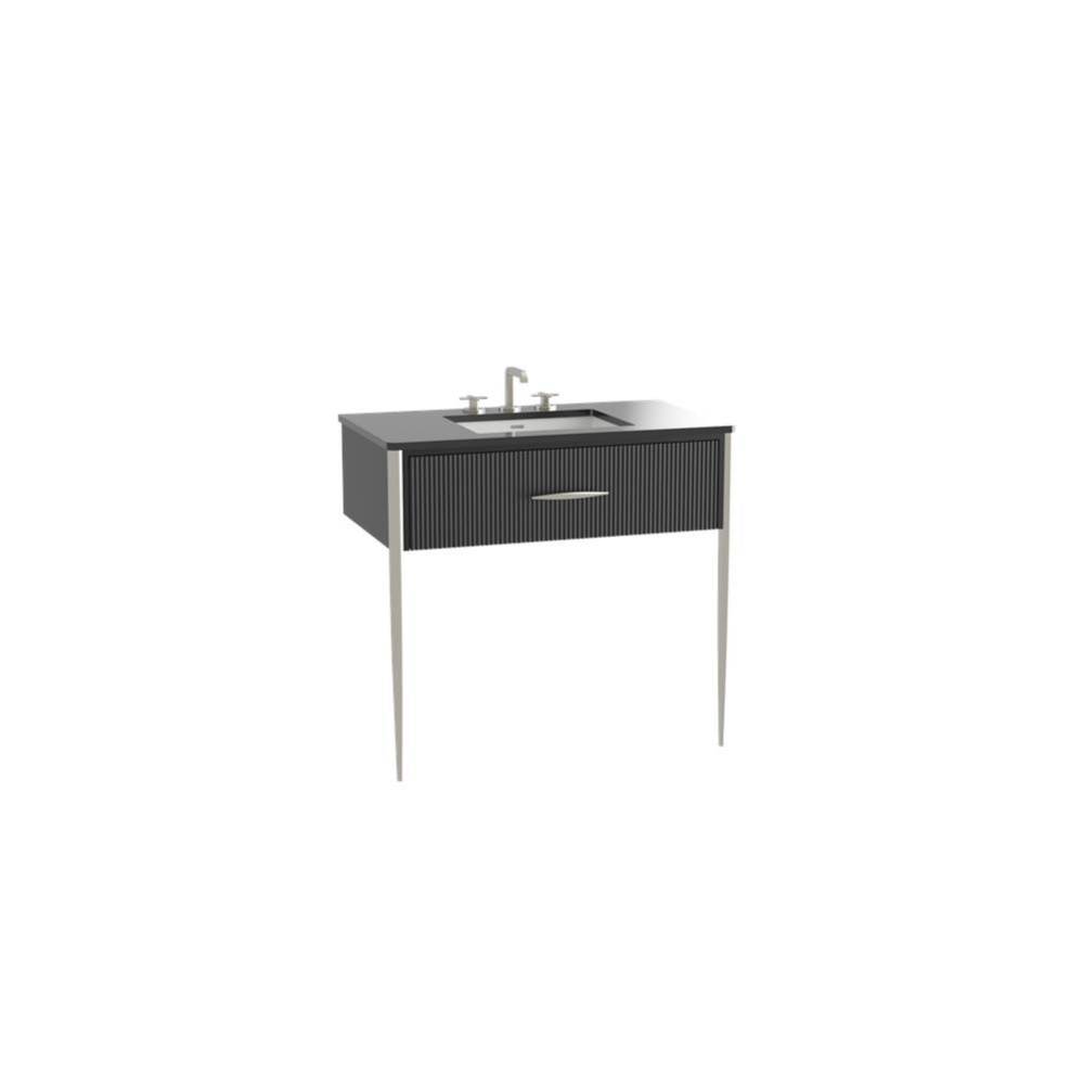 Avella Duo 36'' Wall Hung Cabinet Matte Black/HW: Polished Chrome(PC)