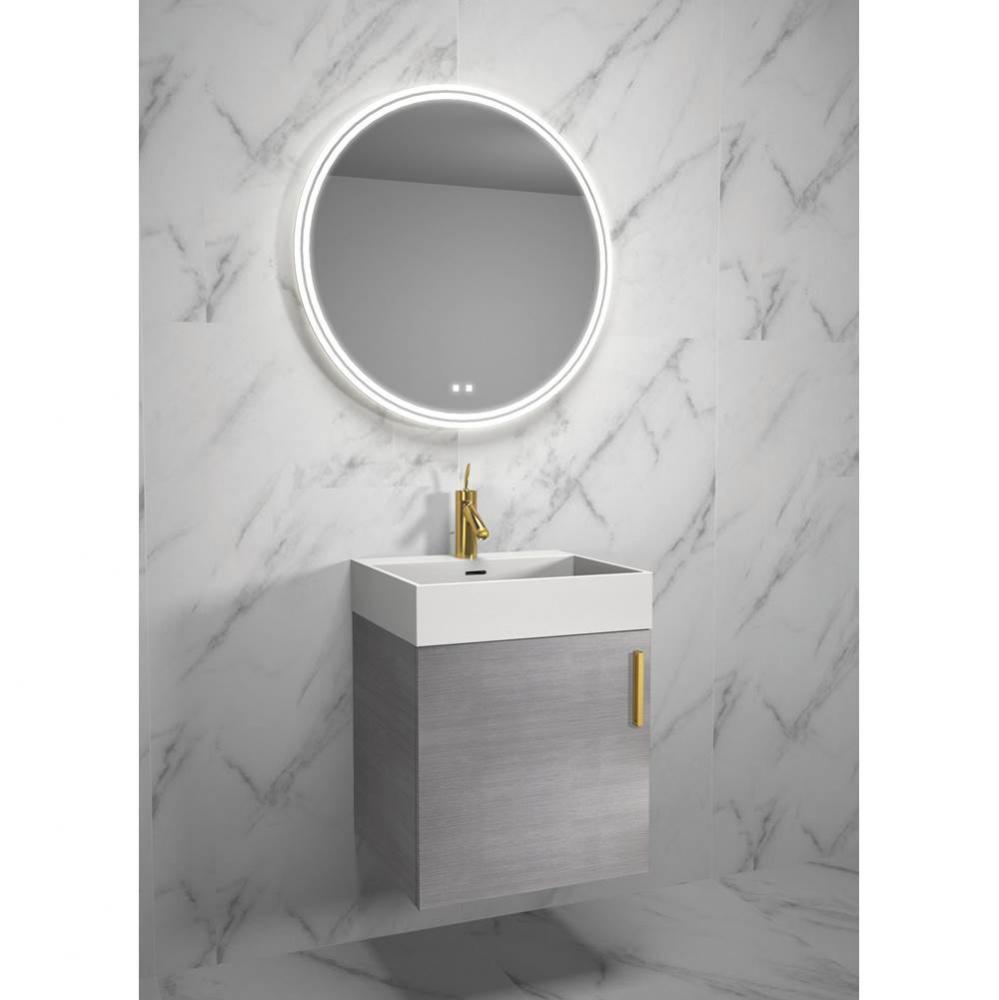 Compact 20'' Wall Hung Vanity Cabinet Ash Grey/HW: Polished Chrome(PC)