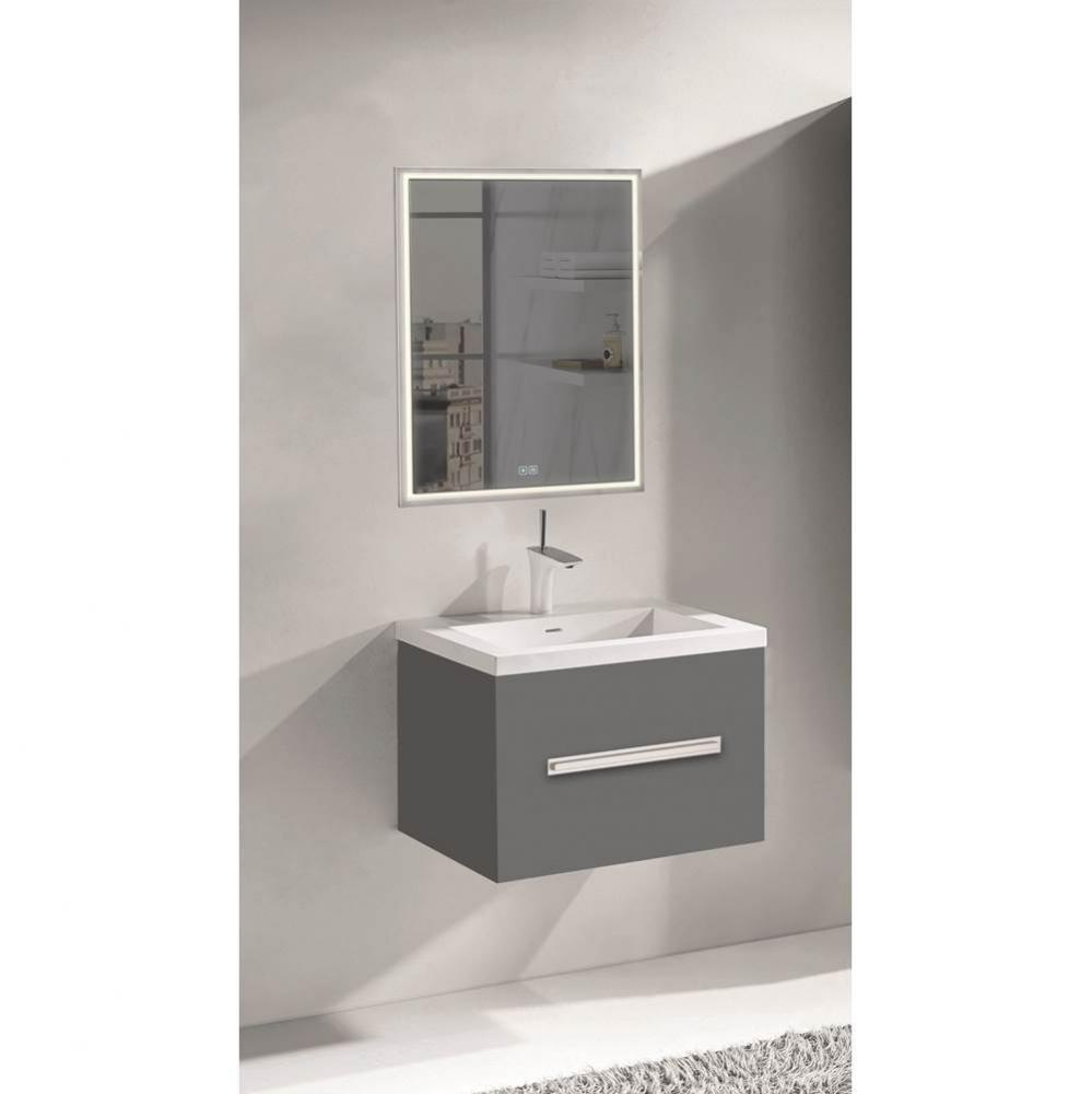 Madeli Vogue 24'' Wall Hung Vanity Cabinet Studio Grey/HW: Satin Brass(SB)