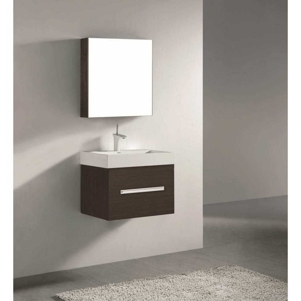 Madeli Vogue 24'' Wall Hung Vanity Cabinet Walnut/HW: Brushed Nickel(BN)