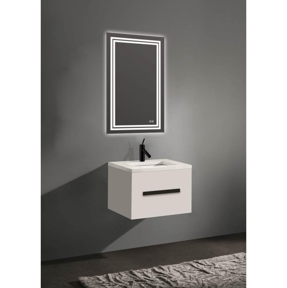 Madeli Vogue 24'' Wall Hung Vanity Cabinet White/HW: Matte Black(MB)