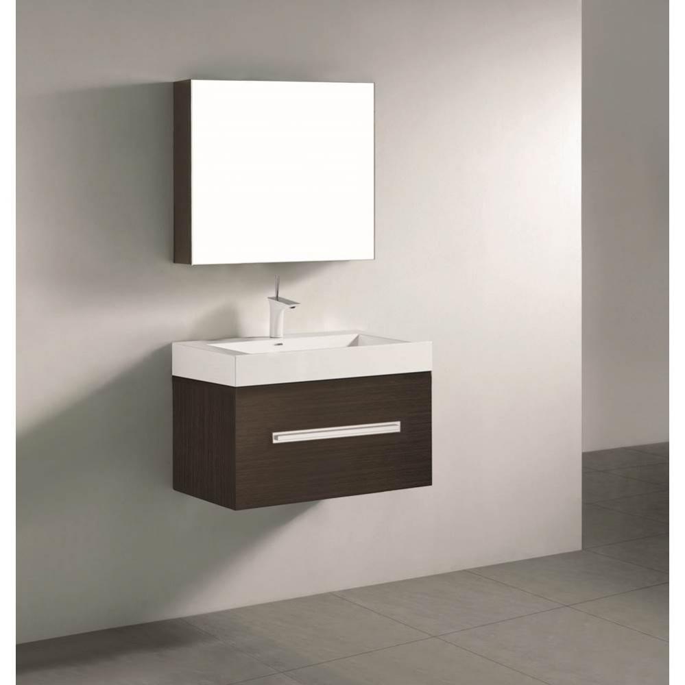 Madeli Vogue 30'' Wall Hung Vanity Cabinet Walnut/HW: Matte Black(MB)