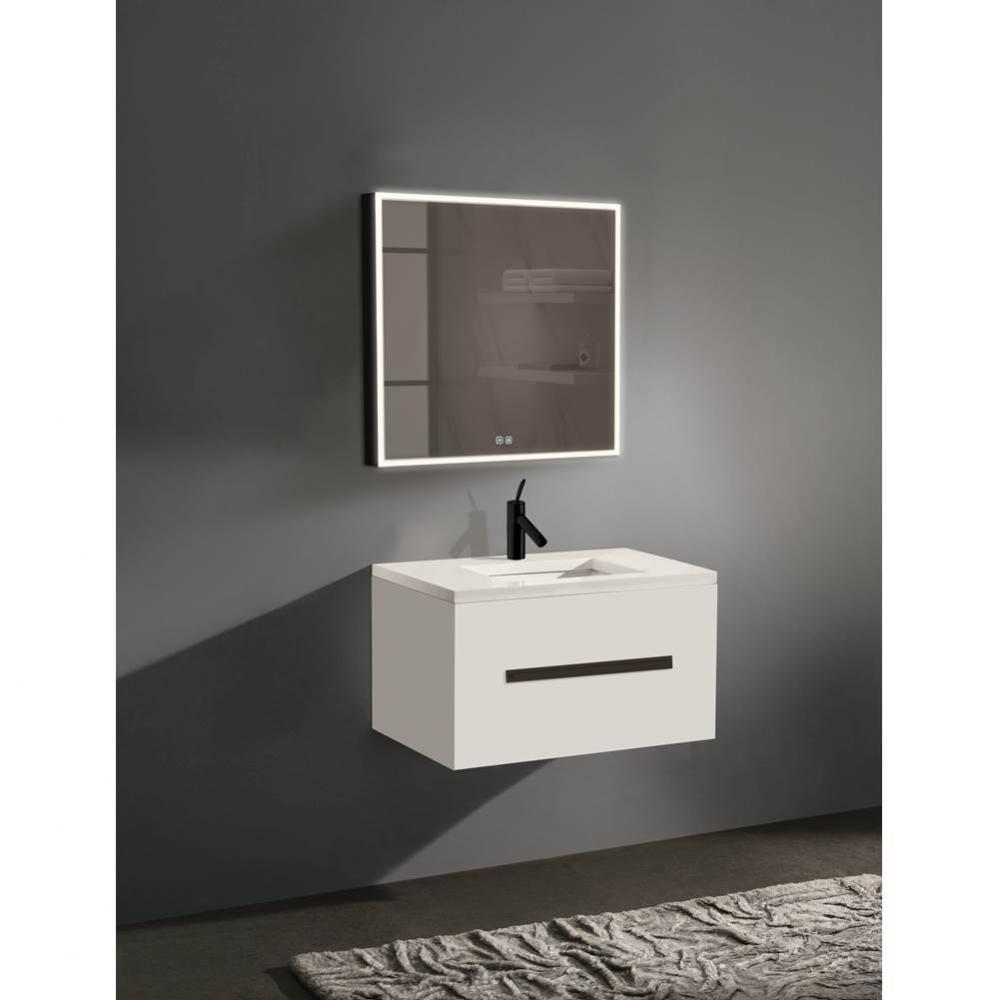 Madeli Vogue 30'' Wall Hung Vanity Cabinet White/HW: Matte Black(MB)