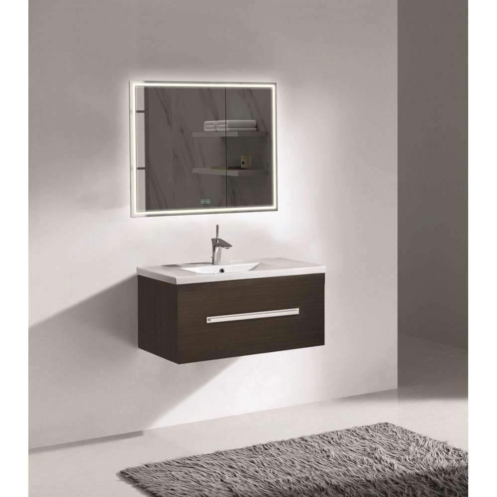 Madeli Vogue 36'' Wall Hung Vanity Cabinet Walnut/HW: Polished Chrome(PC)