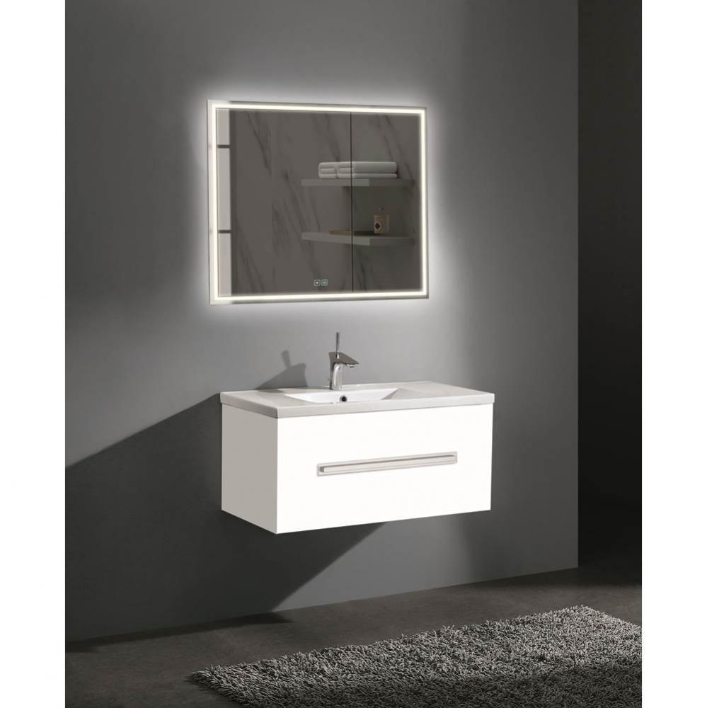 Madeli Vogue 36'' Wall Hung Vanity Cabinet White/HW: Brushed Nickel(BN)