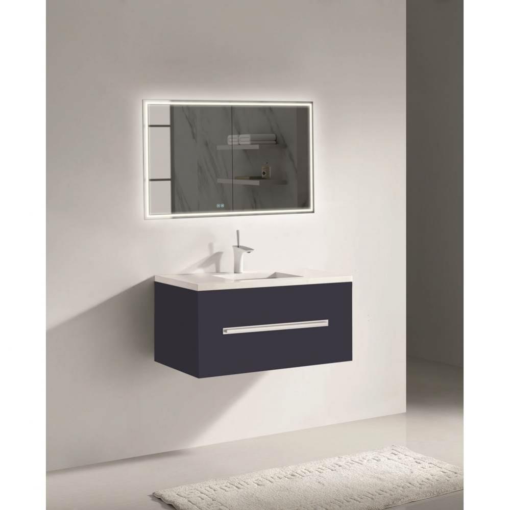 Madeli Vogue 42'' Wall Hung Vanity Cabinet Sapphire/HW: Satin Brass(SB)