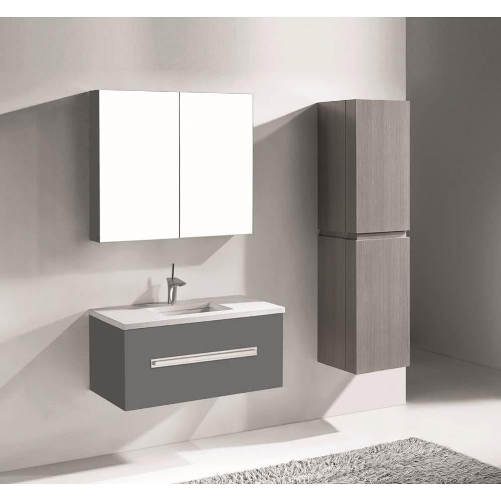 Madeli Vogue 42'' Wall Hung Vanity Cabinet Studio Grey/HW: Polished Chrome(PC)