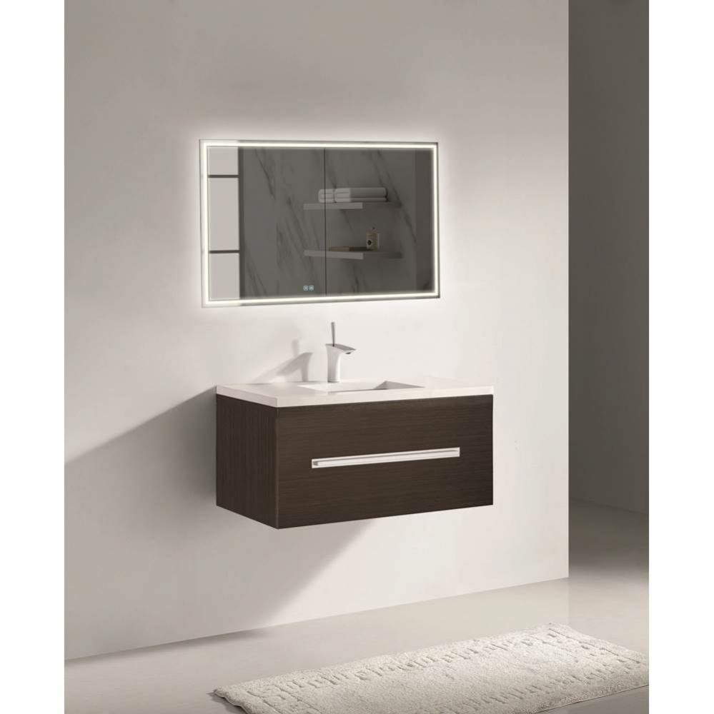 Madeli Vogue 42'' Wall Hung Vanity Cabinet Walnut/HW: Polished Chrome(PC)