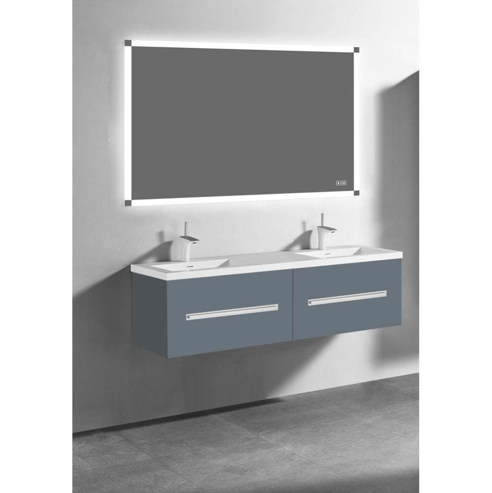 Madeli Vogue 60D'' Wall Hung Vanity Cabinet Studio Grey/HW: Polished Chrome(PC)