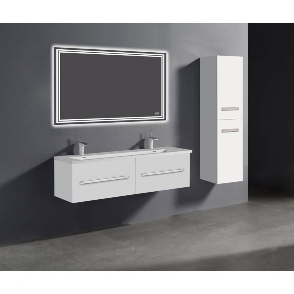 Madeli Vogue 60D'' Wall Hung Vanity Cabinet White/HW: Polished Chrome(PC)